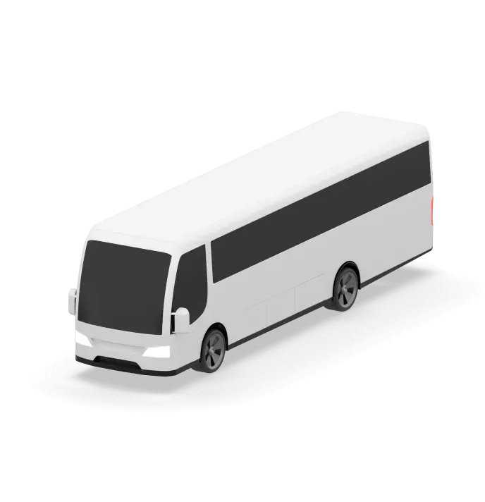 White label bus showcasing fleet options for public transportation and shuttle services