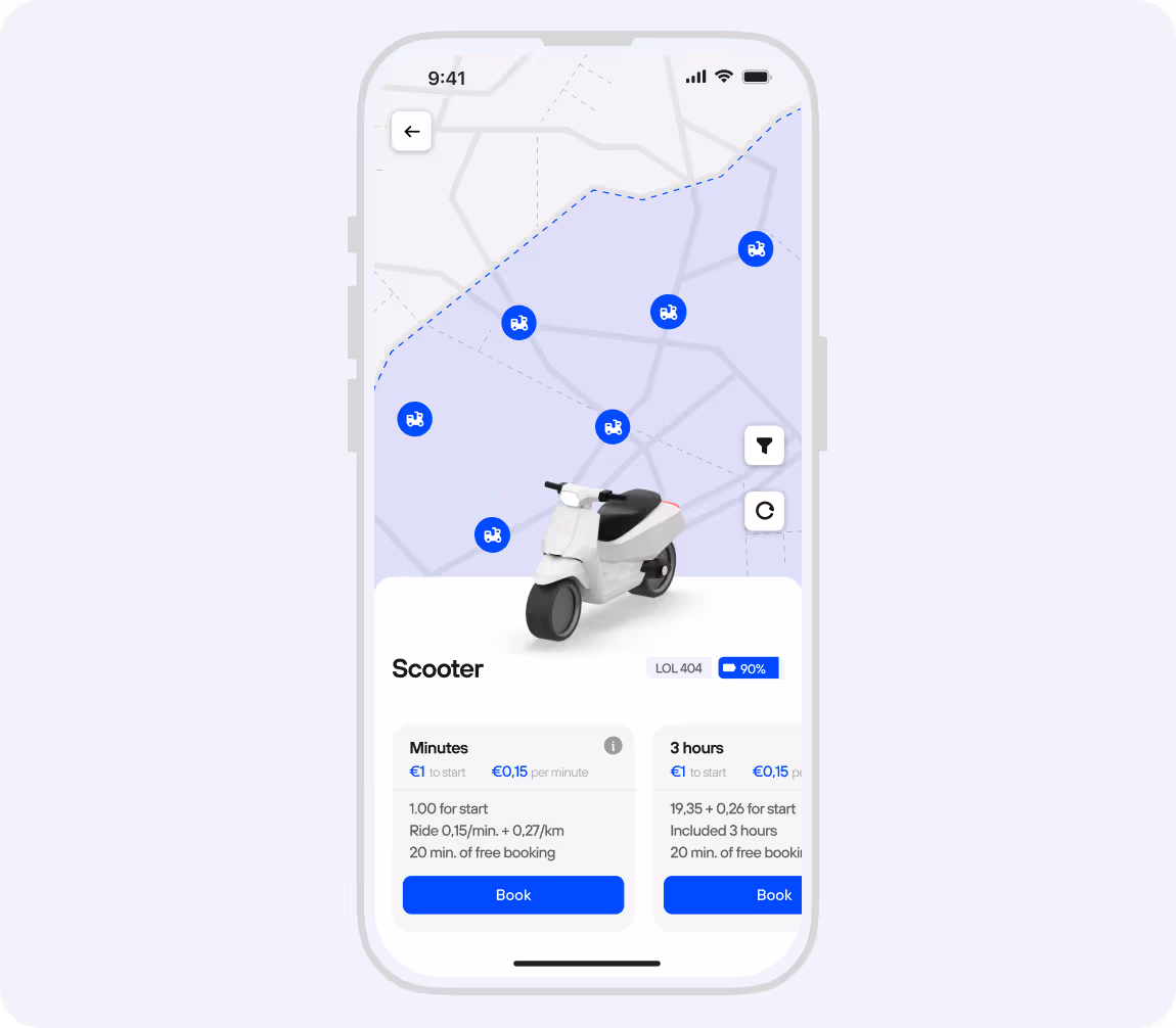 تطبيق مشاركة السكوترات مع الفتح برمز QR - برنامج مشاركة السكوترات الكهربائية